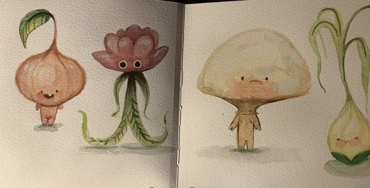 Botanical creature studies. Original artwork by Giovanna Dasso.