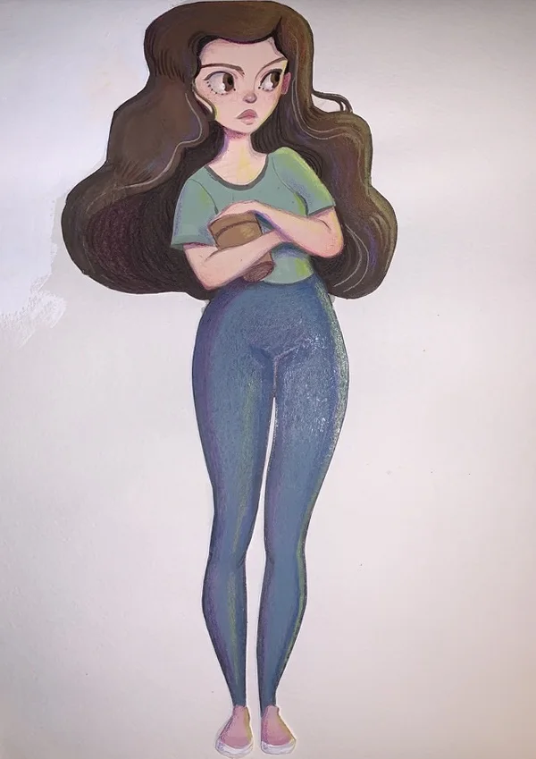 Girl holding a book. Original artwork by Giovanna Dasso.