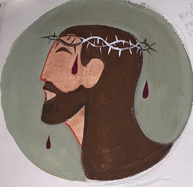 Christ with crown of thorns study. Original artwork by Giovanna Dasso.