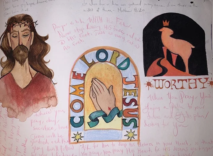 Christ prayer and lamb illustration studies. Original artwork by Giovanna Dasso.