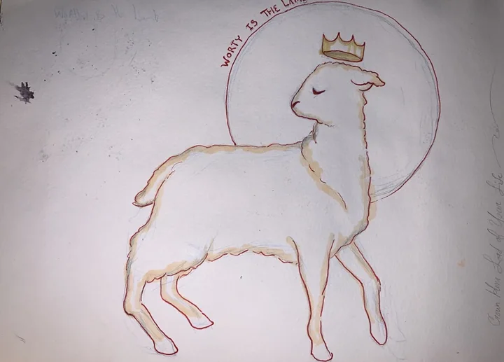 Crowned lamb illustration. Original artwork by Giovanna Dasso.
