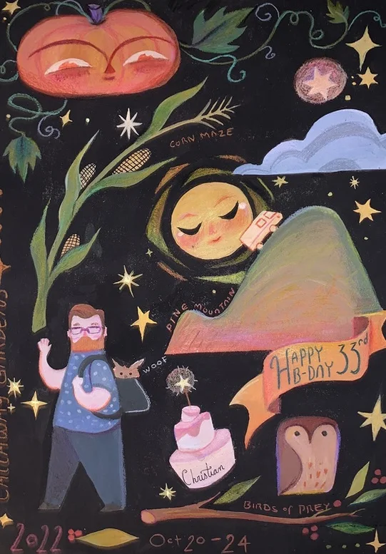 Autumn birthday illustration. Original artwork by Giovanna Dasso.