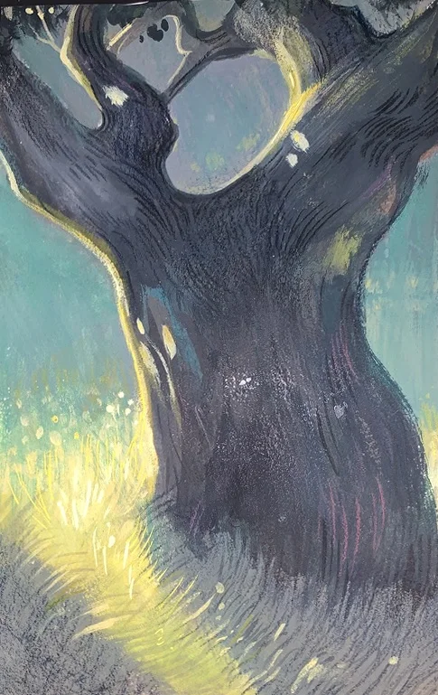 Tree and luminous path. Original artwork by Giovanna Dasso.