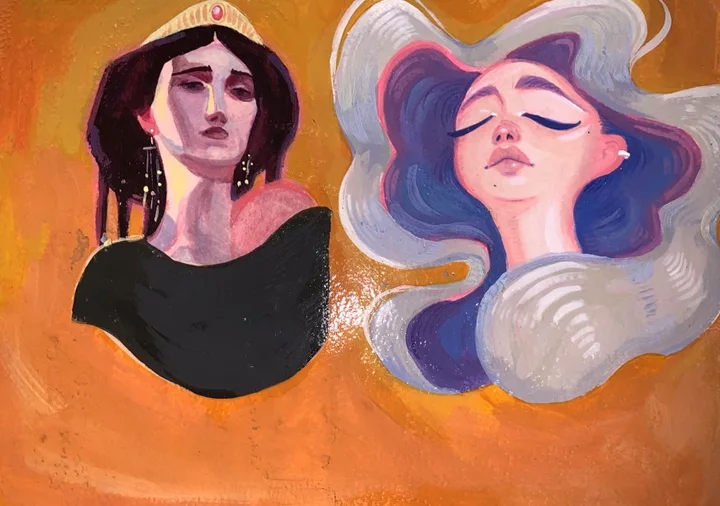 Two character portrait studies. Original artwork by Giovanna Dasso.